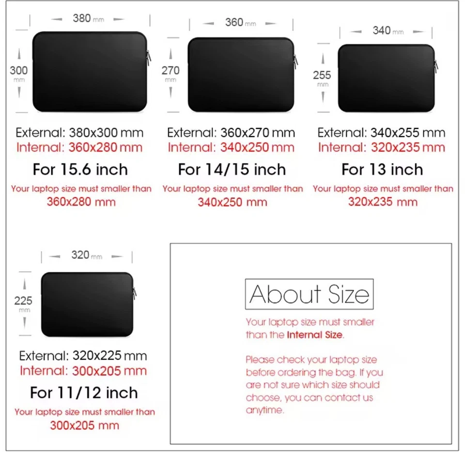 Bolsa preta para laptop 11 13 14 15 15,6 polegadas para computador Lenovo Xiaomi Dell MacBook - Imagem 3 de 4