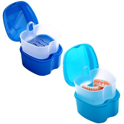 Denture Bath Case, 2 Pack Travel Portable False Teeth Cup with Strainer, Dent...
