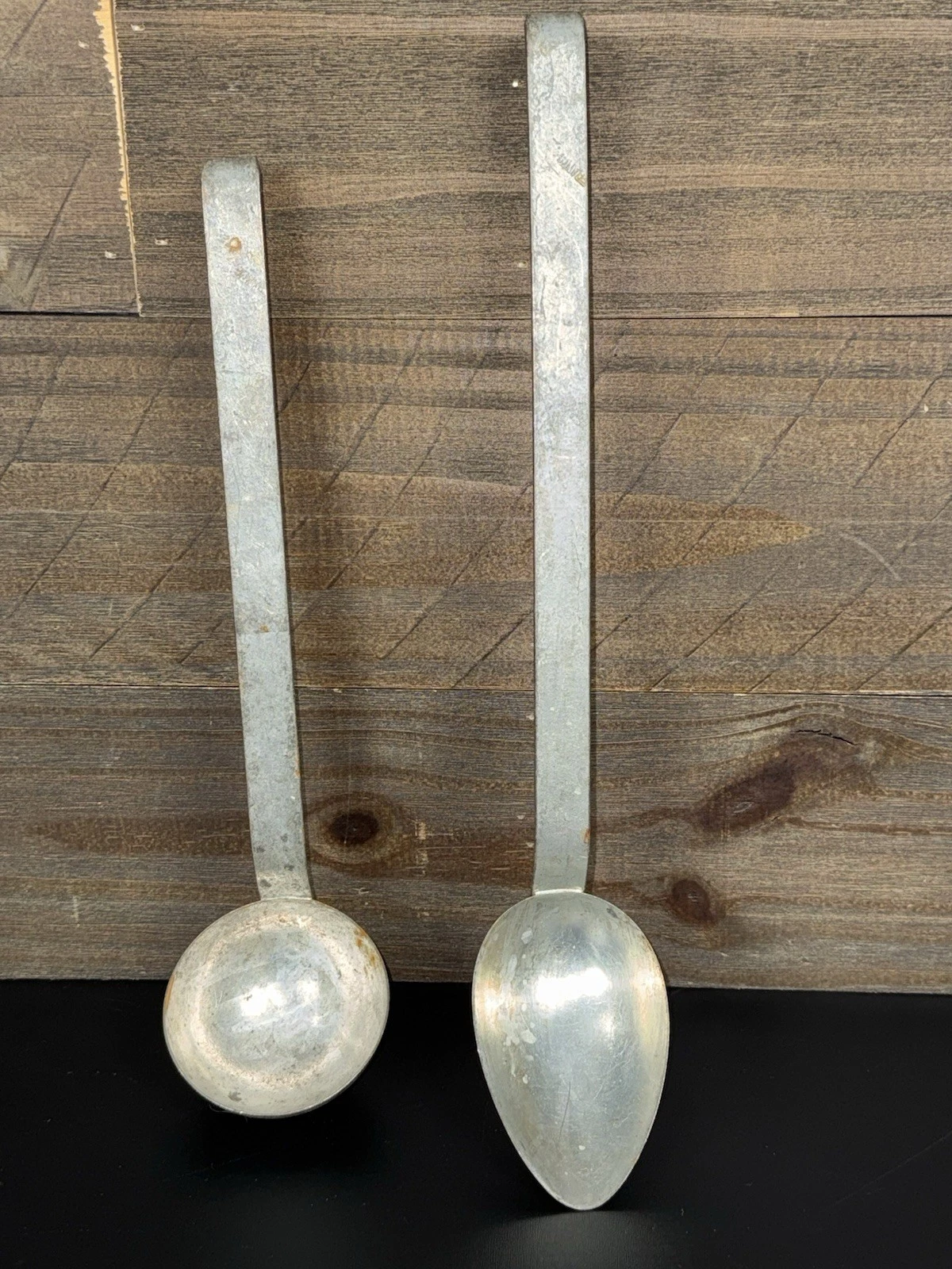 Vintage Aluminum Sturdy Serving Cooking Ladle & Spoon Made in France RARE