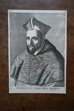 ROBERT BELLARMINE (1542-1621) PORTRAIT ENGRAVING 18th century ITALIAN JESUIT THEOLOGIANS