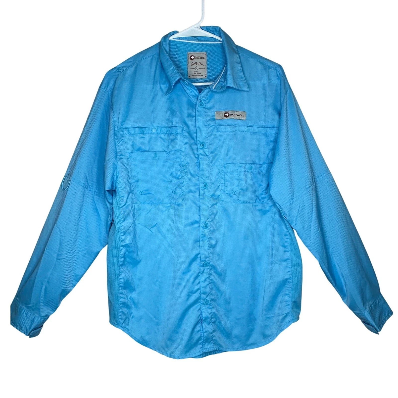 Hartwell Fishing Company Men's S Button Down Shirt Long Sleeve Blue Outdoors