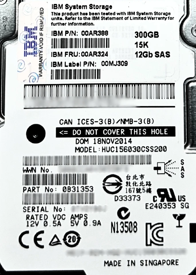 IBM 00AR324 300GB 15K 12GBPS 2.5 Inch HDD SAS Hard Disk Drive - Image 2 of 4