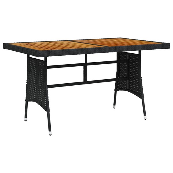 Gartentisch Schwarz Poly Rattan Massivholz Akazie 130X70X72 Cm-image