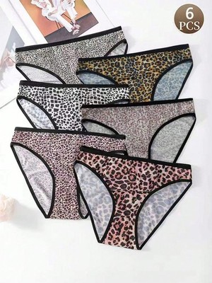 6er Pack Damen Slips mit modischem Leoparden Muster weich, bequem und Billig24