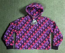 Puma Women s Purple Pink XTG Fleece Hoodie All Over Print Cropped XS New NWT