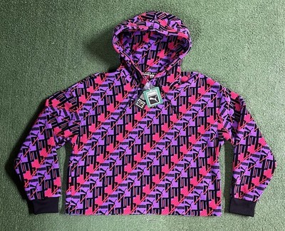 Puma Women s Purple & Pink XTG Fleece Hoodie All Over Print Cropped XS New NWT