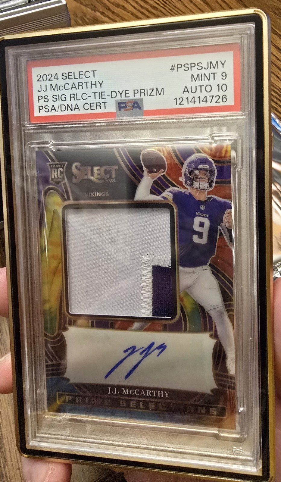 2024 Panini Select - Prime Selections Signatures J.J. McCarthy Tie-Dye Prizm /25