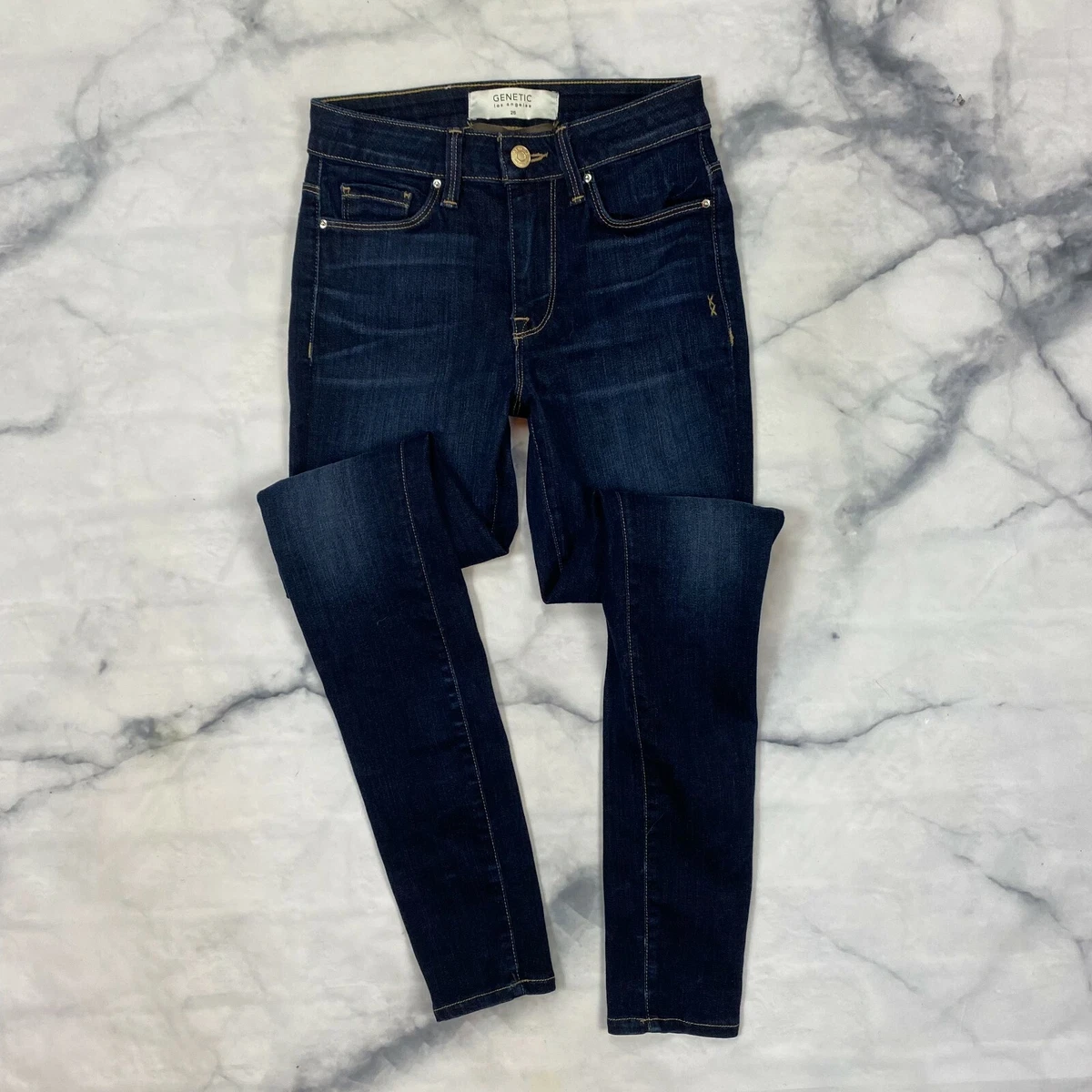 Genetic Denim Naomi Skinny Jeans Size 25 Waist Dark Vintage Wash High Rise