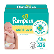 Sensitive Baby Wipes, Water Based, Hypoallergenic and Unscented, 4 Flip-Top Pack