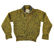 Vintage Womens Barclay Lambs Wool Sweater Black Yellow Knit 14 x 17 Size 9