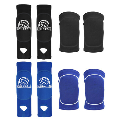 4 Paar 4,1''/3,9'' Volleyball-Armmanschetten und Knieschützer-Set, Schwarz, Blau