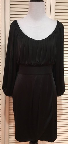 Black Halo Long Sleeve Pleated Neckline 