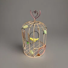 Vintage Decorative Hanging Wire/Cast Iron Bird Perched. Hearts And Ivy W/ Leaves