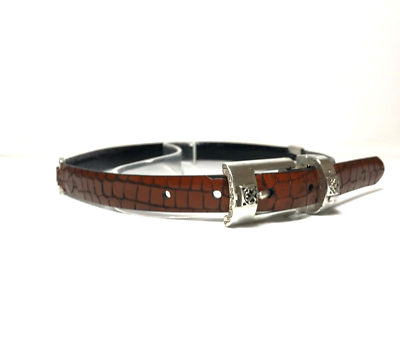 Women\'s Dark Brown Leather Belt Strap with Metal Accent Women main image 4