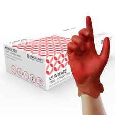 100 DISPOSABLE GLOVES VINYL POWDER FREE LATEX FREE VINYL RED S M L XL TATTOO SPA