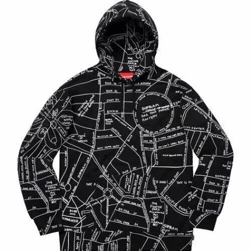suprême sweat à capuche carte brodée gonz neuf noir taille xl