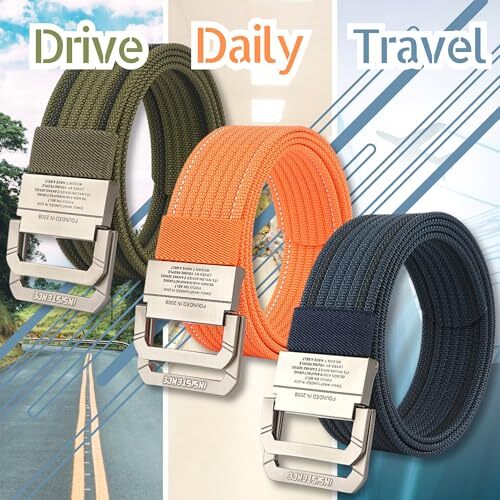 Double D-Metal Buckle Colorful Nylon Webbing Belt Key Strap  display picture 2