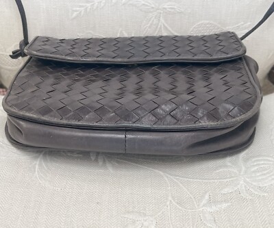 Vintage 90's Bottega Veneta Coffee Brown Intrecciato Classic Cross