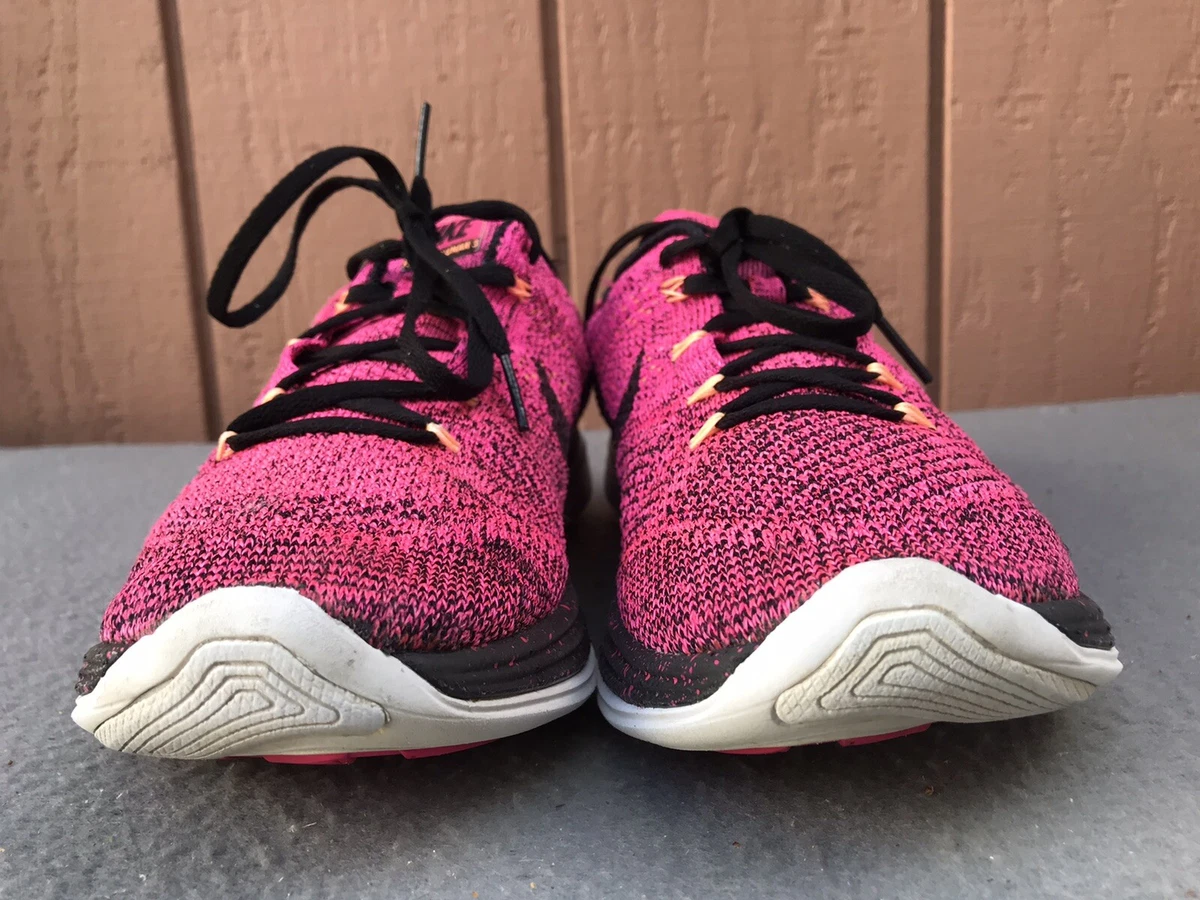 Flyknit Lunar 3 Pink Black Athletic Running Shoes Women&#039;s 10 US | eBay