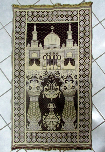 Turkish Islamic Wovan Prayer Rug / Mat 44 X 24 Double Sided Nice Fringe Edge