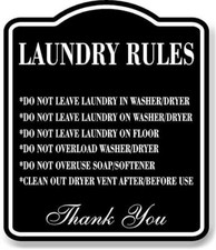 Laundry Rules BLACK Aluminum Composite Sign