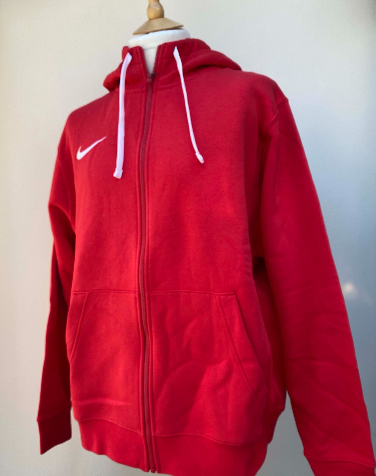 Nike Men's Hooded Full Zip Fleece Hoody Jacket Training Cotton Red XL