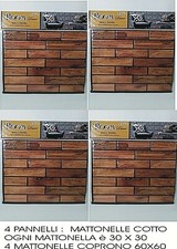 4 MATTONELLE Decorative in PVC COTTO ROSSO OGNUNA 30 x 30 cm Decorazione murale