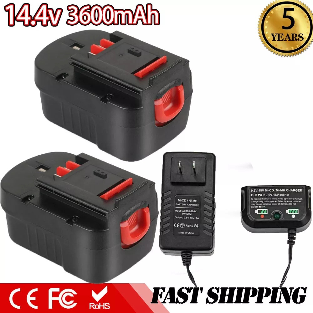 for BLACK+DECKER 14.4V 3.6Ah Slide Battery / Charger HPB14 FIRESTORM FSB14  A14