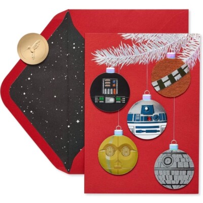 NEW Papyrus STAR WARS Ornaments BOX of 8 Cards ''Merry Force Be With You'' NIB