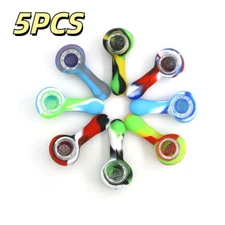 5 Pack Blind Box Pipes Mini Pocket Mixed Color Silicone Pipe 9 Hole Glass Bowl