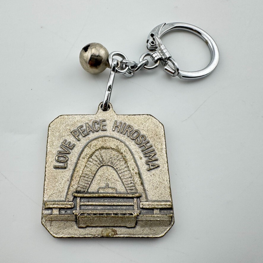 Hiroshima Atomic Bomb Dome in Japan Souvenir Key Chain Pewter Love