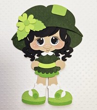 St. Patricks Day Girl Black Hair. Scrapbook, Card Making Paper Piecing
