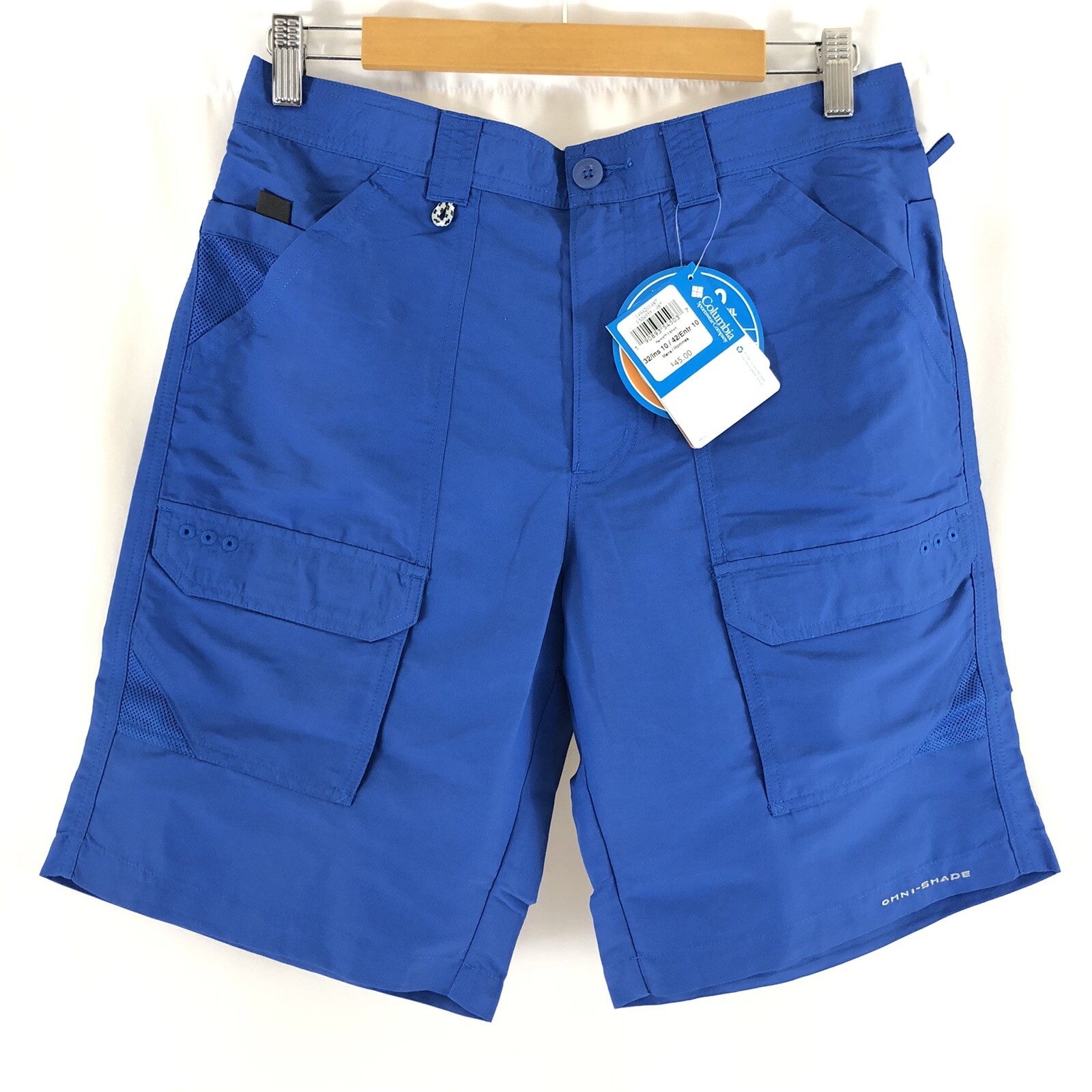 Columbia Mens Cargo Board Shorts Omni Shade UPF 30 Omni Wick Blue Size