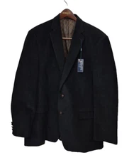 Chaps Blazer Mens 46 (44L T)Black Corduroy Elbow Patches Single Vented Sportcoat
