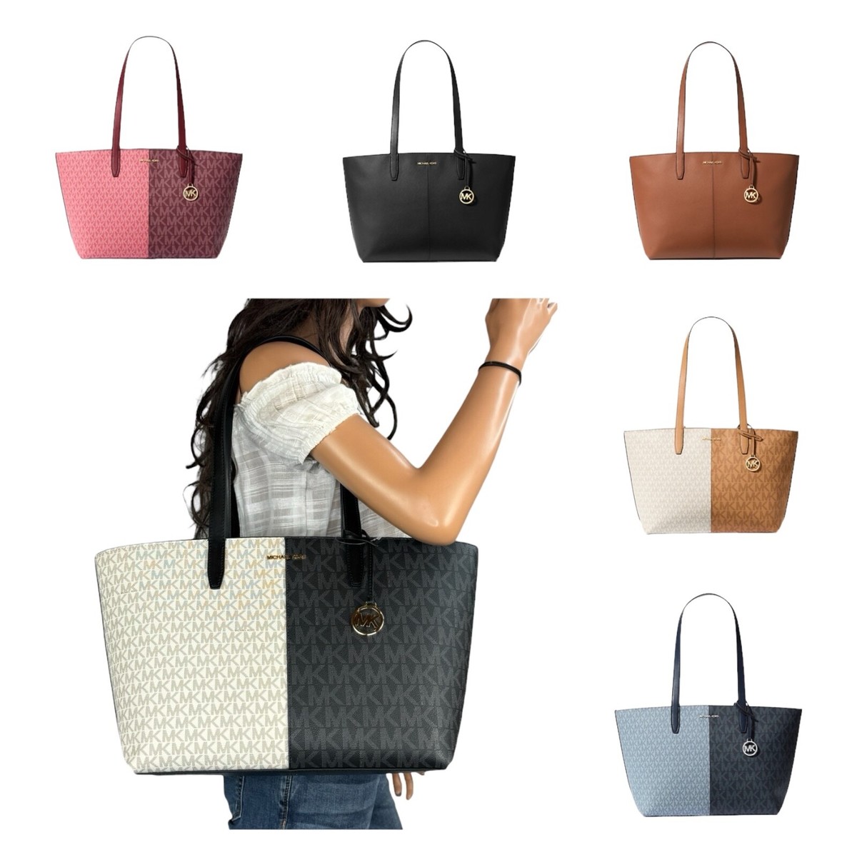 Michael Kors Jet Set Travel Medium Shoulder Tote Bag MK Colorblock