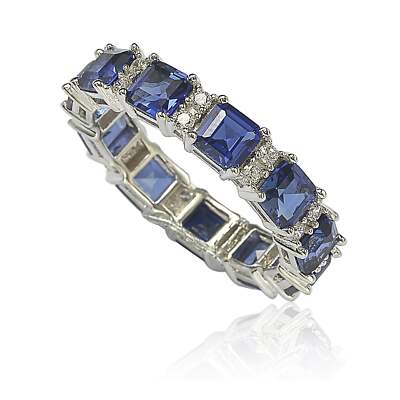 Suzy Levian Sterling Silver Sapphire and Diamond Accent Eternity Band Gold