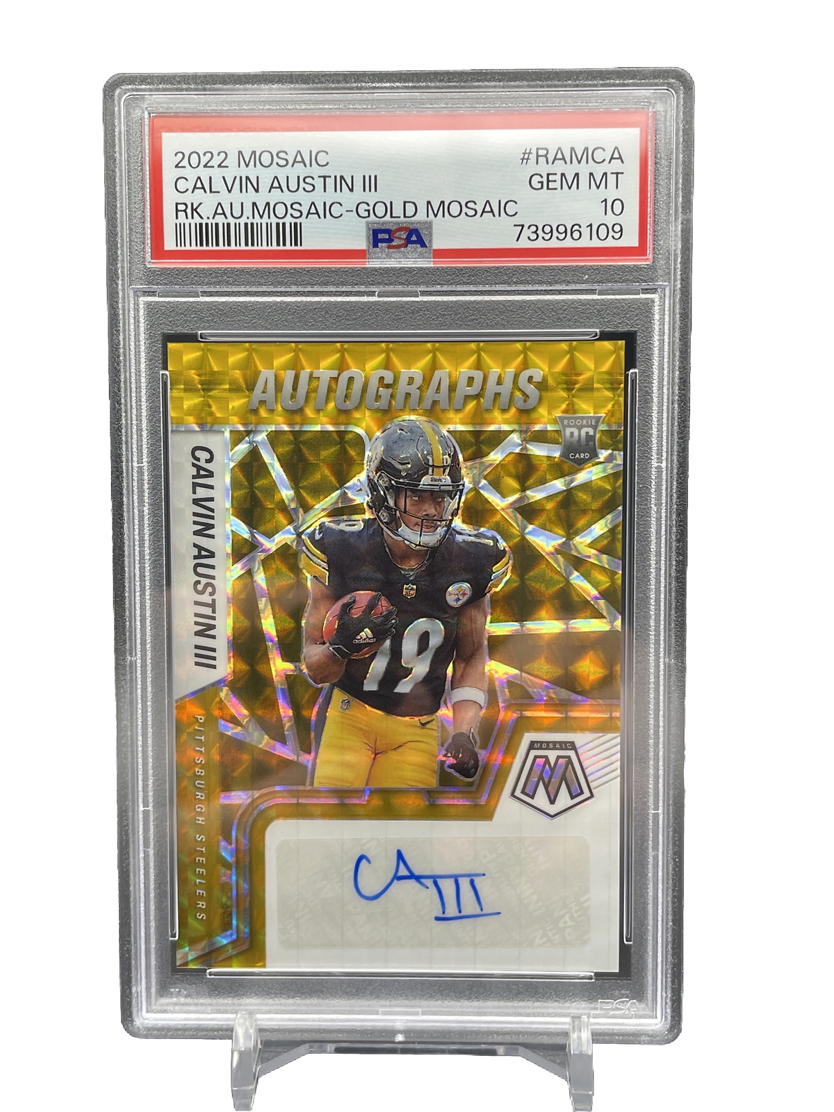 Calvin Austin Panini Mosaic Rookie Autograph Mosaic #RAMCA Gold Mosaic