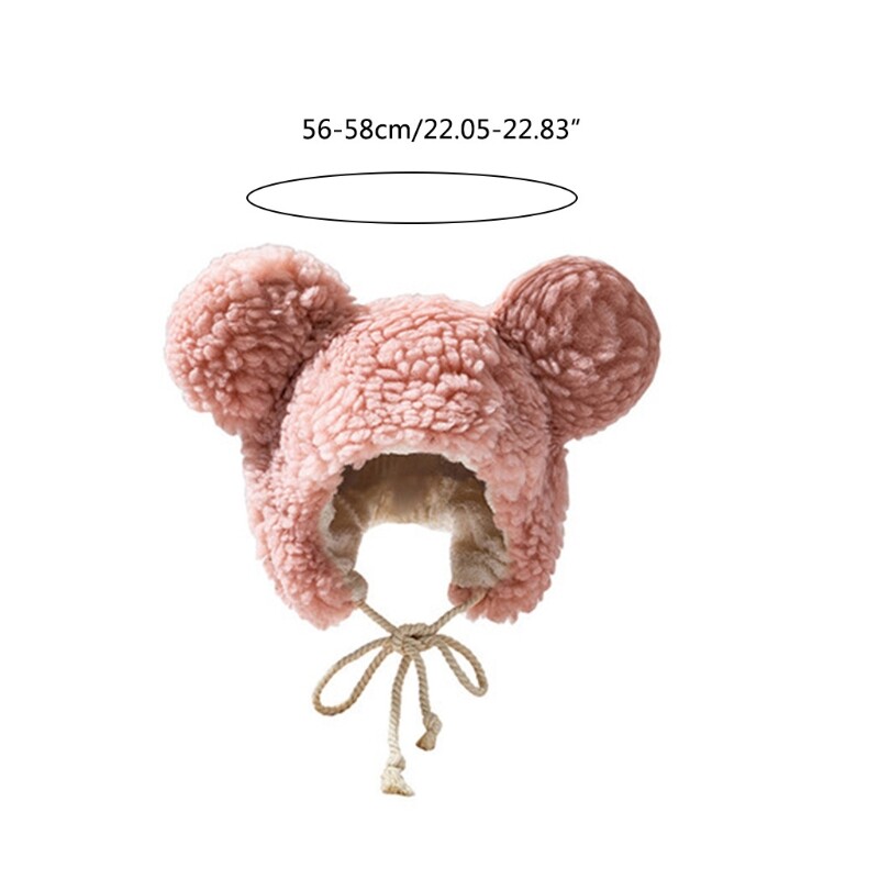 Solid Color Lamb Wool Hat Bear Ear Protect lei Hat Thicken Fall Winter