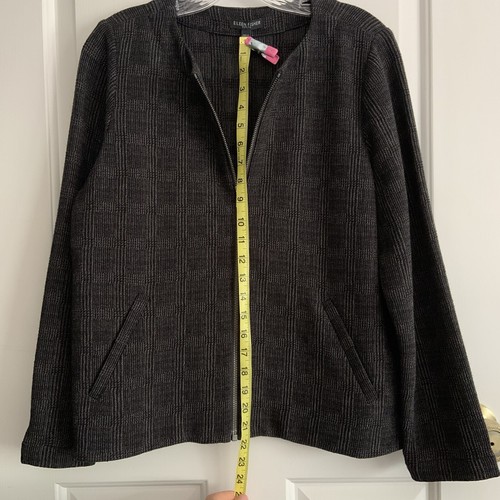 Eileen Fisher Collarless zip jacket w pockets Gray Black lightweight Tweed sz PM - Picture 5 of 13