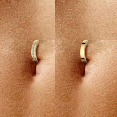 2PC G23 Titanium 14G Clicker Belly Button Ring CZ Reverse Navel Piercing Jewelry