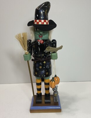 Witch with Cat Nutcracker  15  Tall Wooded- JC Penney-Halloween