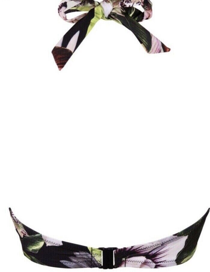 Pour Moi Bikini Top Orchid Luxe Green Floral Size 32E Padded Halter Neck New image 8