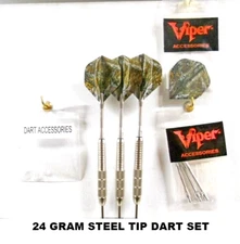 Darts GS-24 gram Steel Tip Dart Set with Aluminum Shafts & Camouflage Flights
