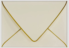 A7 Ivoy Envelopes 5 X 7 with Gold Border- 50 Pack For 5X7 Cards Quick SelfSeal