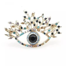 ZARD Evil Eye Brooch Pin with Colorful Crystal Rhinestone Accent