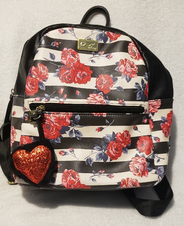 Betsy Johnson Backpack Women\'s, Color Black/ White Betsey Johnson New York Black White Striped Butterfly  main image 4
