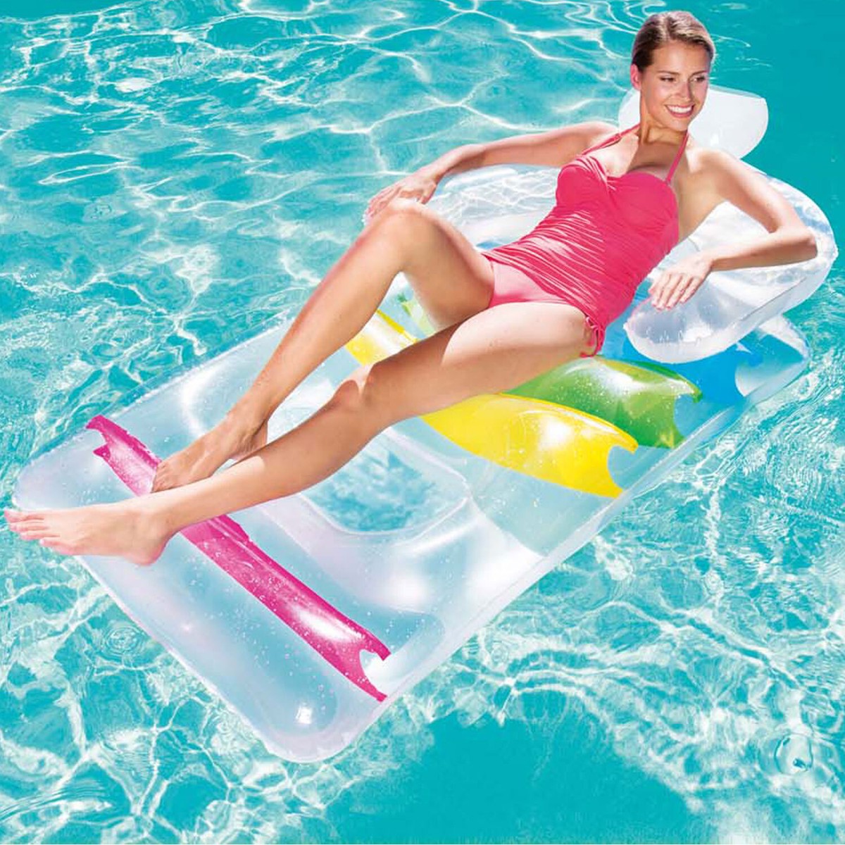 Fenayuu Aufblasbare Poolliege 180x100cm - Jumbo Luftmatratze Mit Getränkehalter