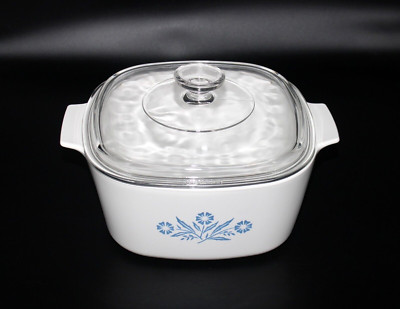 VTG Corning Ware Blue Cornflower 3 QT Casserole Dish A-3-B Pyrex Lid A-9-C