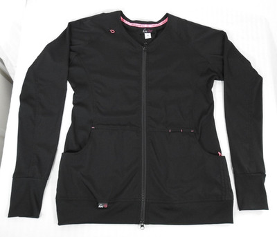 Women's Koi Lite Black Full Zip Medical Scrub Jacket Medium. Stretchable Sides.