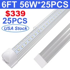 25 Pack 6FT T8 56W Integrated LED Shop Light Fixture 6500K LED Tube Light Bulbs